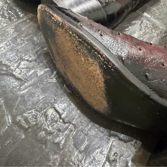 Lucchese Handmade Exotic Ostrich Leather Western Cowboy Boots Burgundy 6.5 - Picture 12 of 15